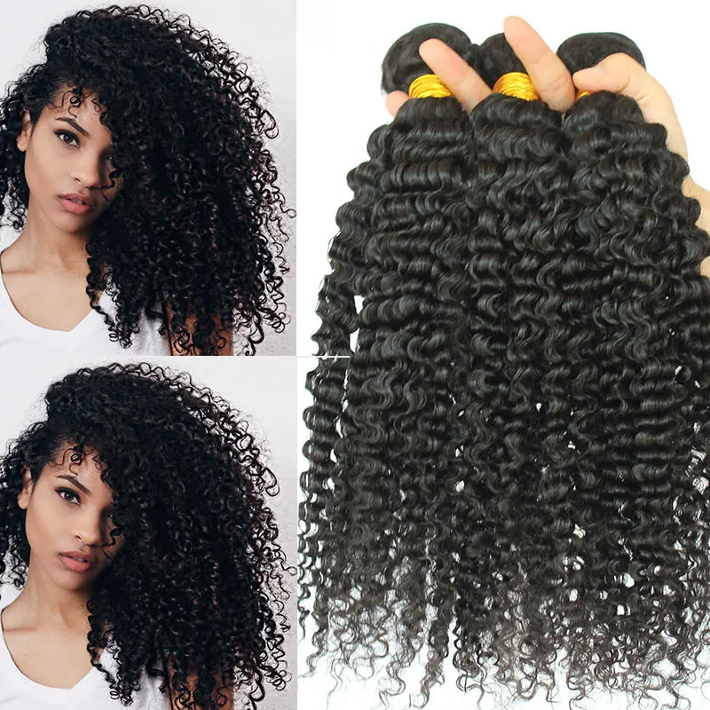 3B 3C курчавые вьющиеся пряди бразильских волос плетеные натуральные черные 8 28