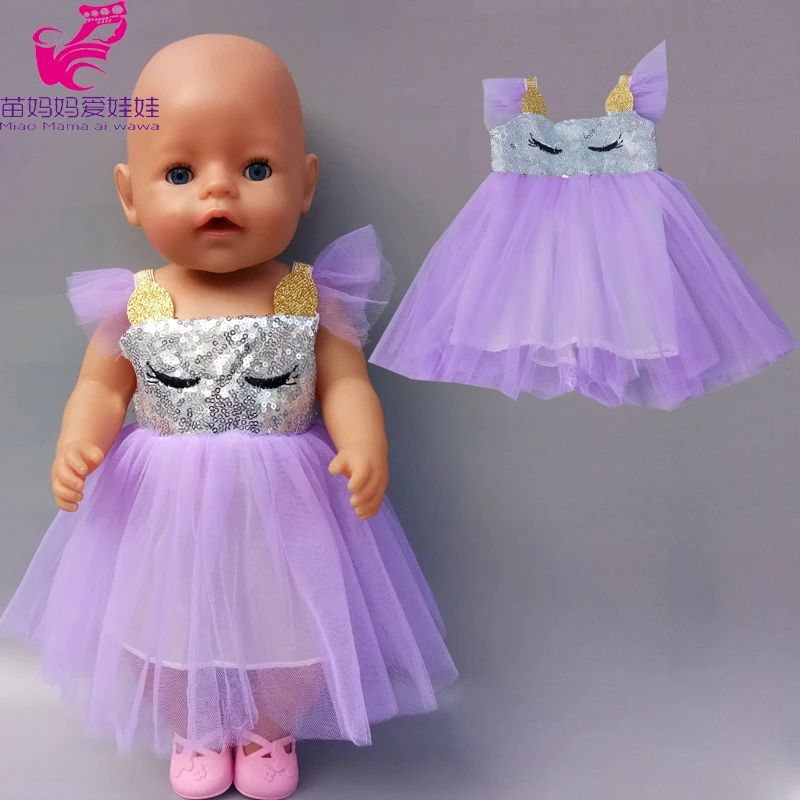 

18 Inch Girl Doll Sequins Heart Princess Dress for 45cm Reborn Baby Doll Clothes