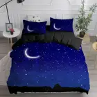Комплект постельного белья с 3D рисунком звездного ночного неба луна и звезды синий градиентный цвет одеяло размер King Size простыня наволочки пододеяльник