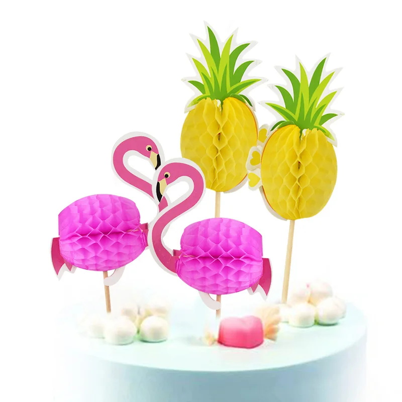 

20/40pcs Flamingo Pineapple Cake Toppers Cupcake Flags Hawaiian Wedding Birthday Party Cake Decoration Kids Party Favor Supplies