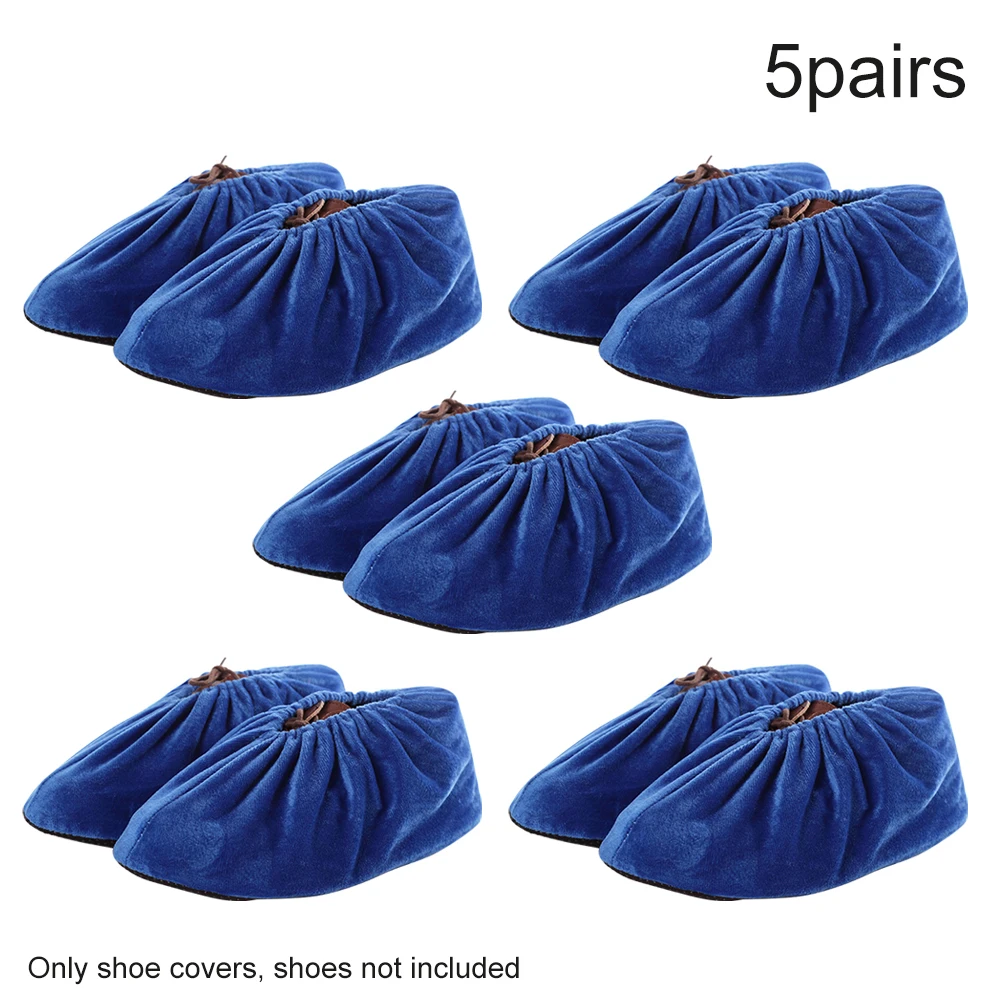 

5pairs Adults Velvet Elastic Non Slip Protective Boot For Household Soft Washable Reusable Shoe Cover Solid Laboratory Office
