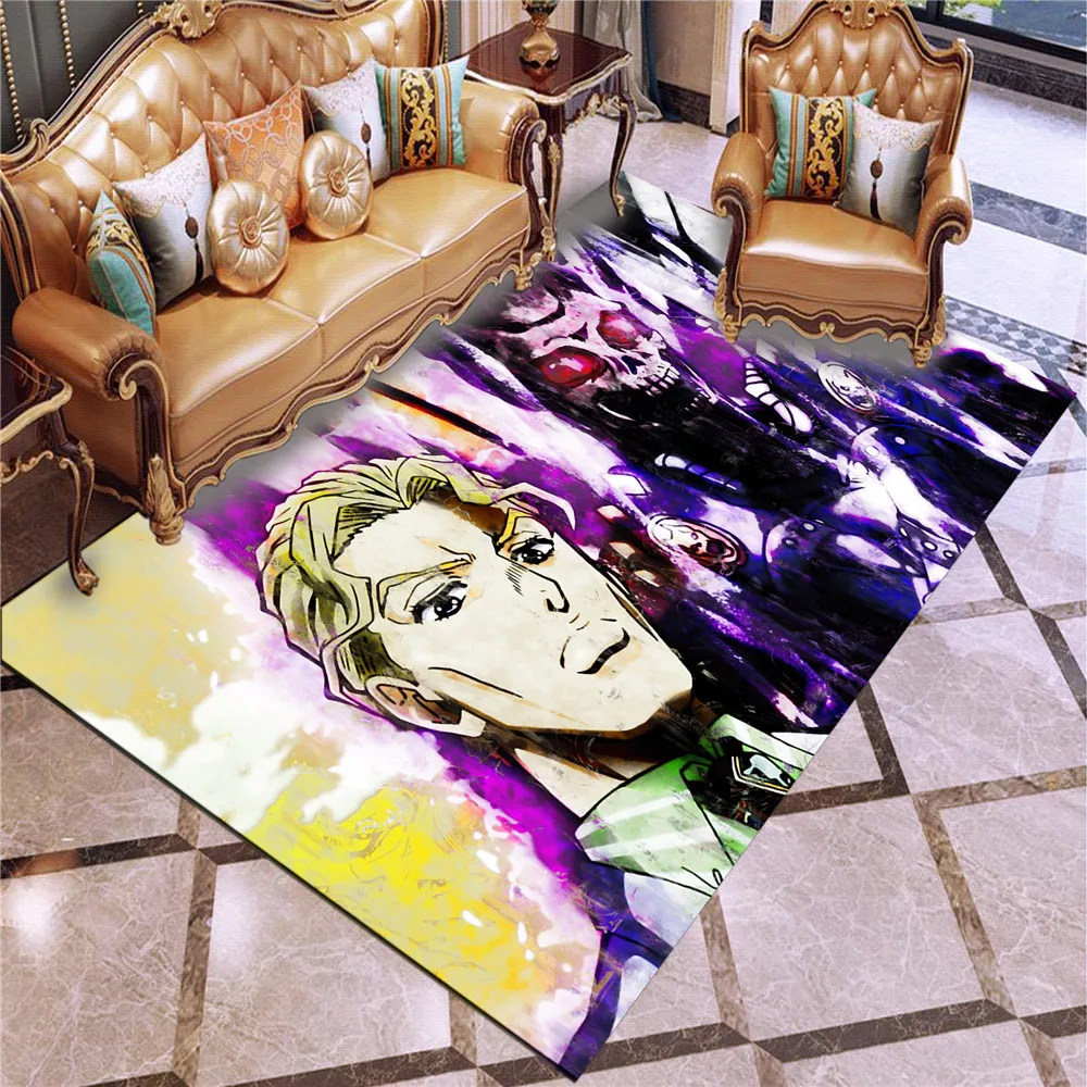 

JoJo's Bizarre Adventure Living Room Anti-slip Flannel Area Rug Josuke and Giorgio Kids Room Floor Carpets Play Mat Yoga Carpet