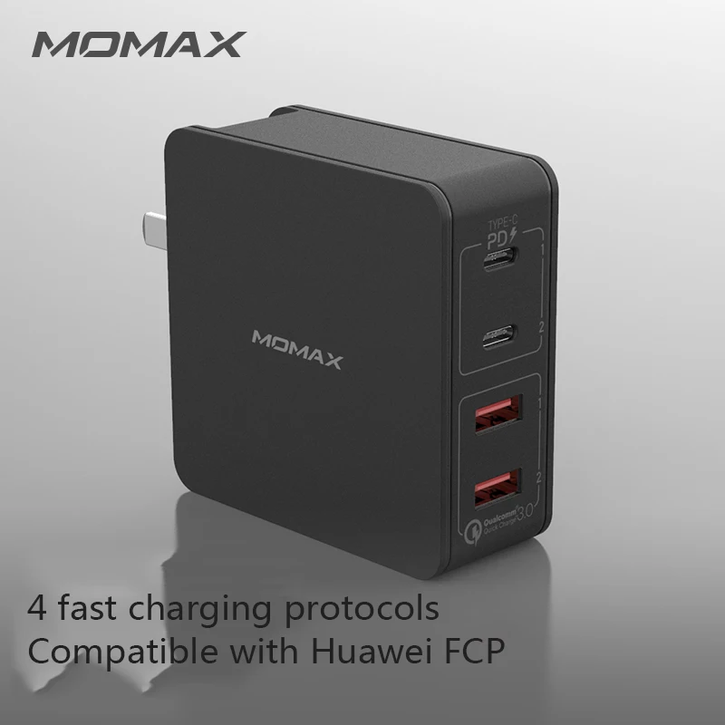 MOMAX Новое PD четырехпортовое быстрое зарядное устройство двойной PD+ двойной QC3.0 в одном до четырех 66 Вт четырехпортовое быстрое зарядное устройство Совместимость с несколькими портами