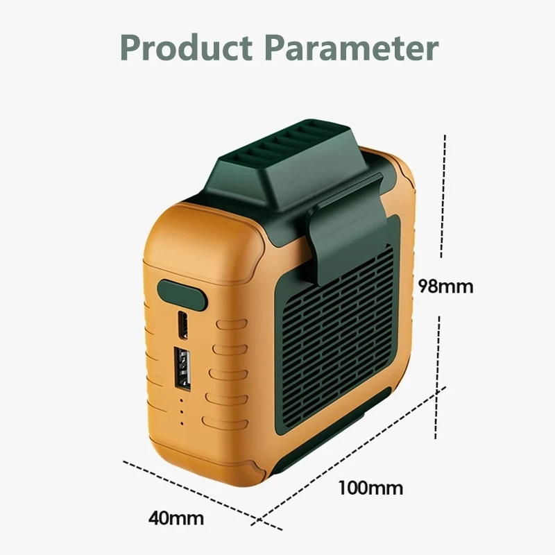 

Waist Portable Fan Air Conditioner Mini Handheld 3 Gear Electric Air Cooler Travel Hiking Sports Delivery Clerk Use Ventilator