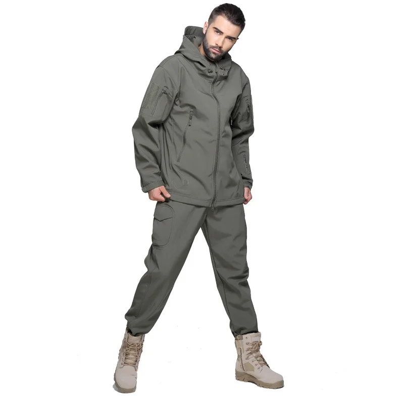 OD ATACS Мужская мягкая оболочка Военная тактическая куртка уличная камуфляжная охотничья флисовая куртка с капюшоном - Цвет: OD