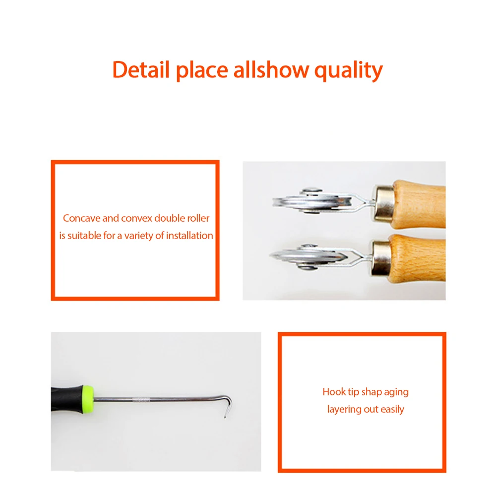 

Window Screen Repair Kit Screen Rolling Tool and Screen Spline Remover Hook with Wooden Handle and Steel Wheel for Screen Repair