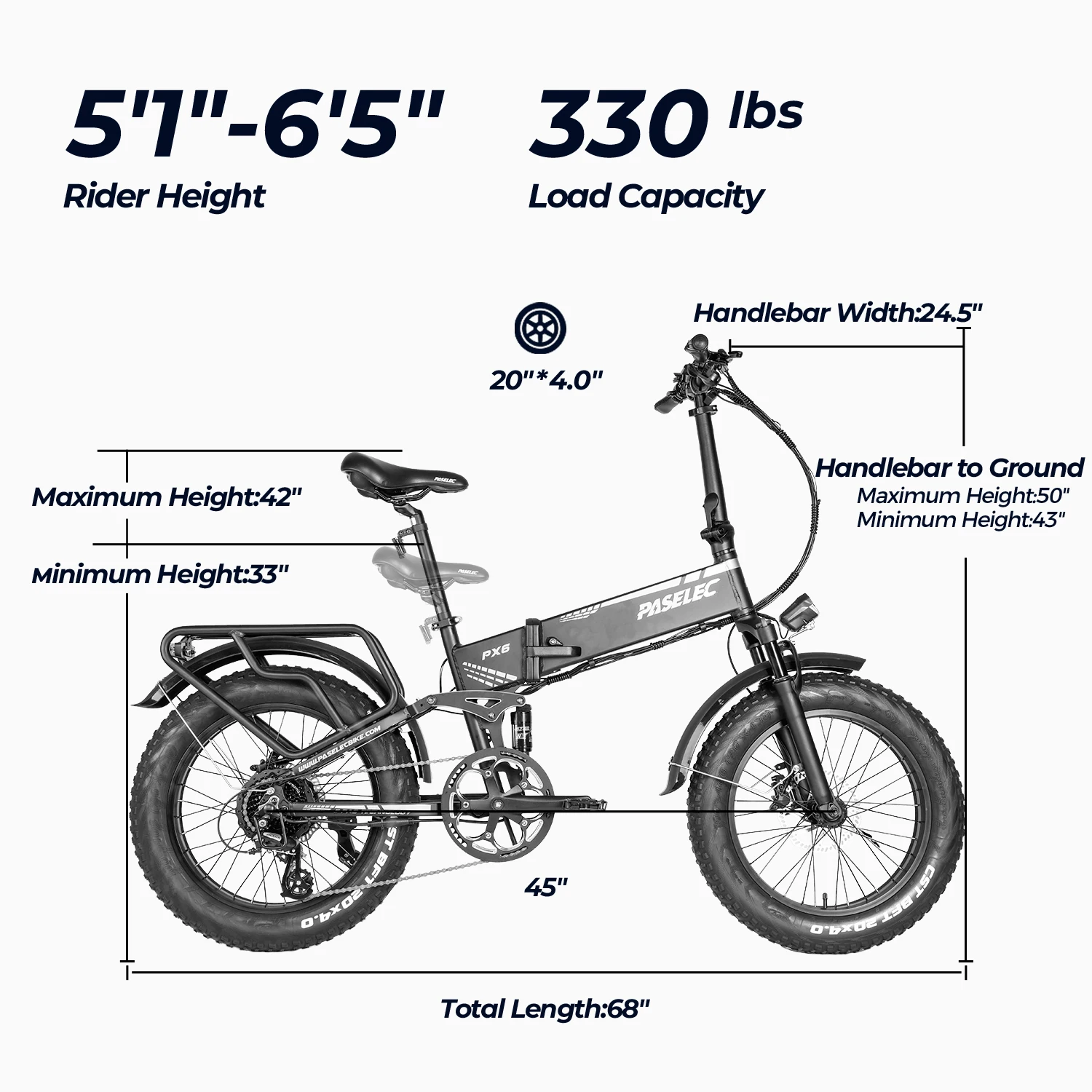 Verkauf PX6 Faltbare Paselec Elektrische Fett Reifen Fahrrad Faltrad 20