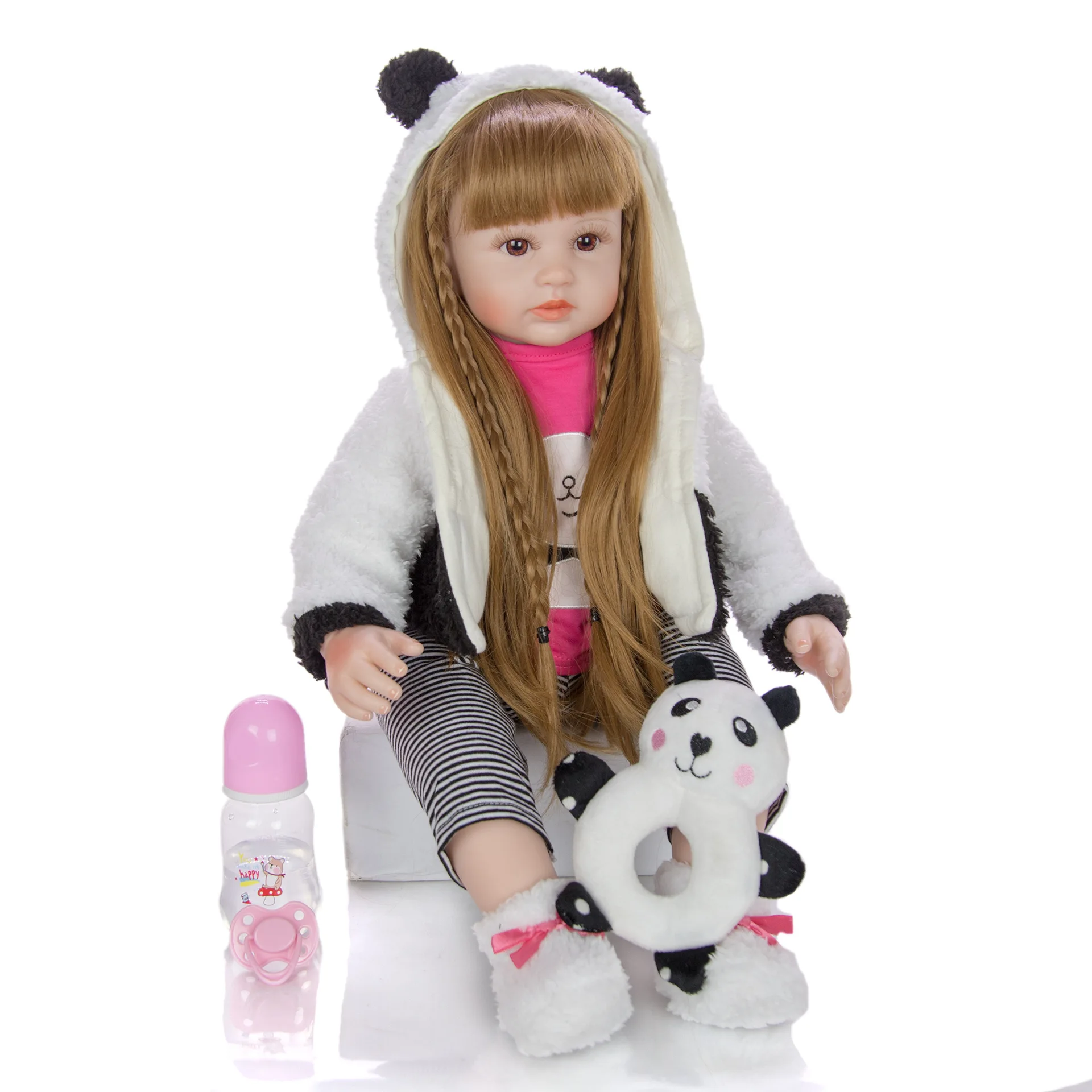 

KEIUMI Real Reborn Baby Girl Doll Cloth Body silicone baby Doll Toy Wear Panda Clothing Kid birthday Gifts