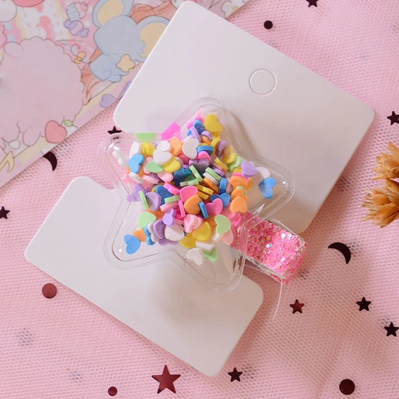 Заколки для волос милые разноцветные заколки с сердечками и звездами аксессуары