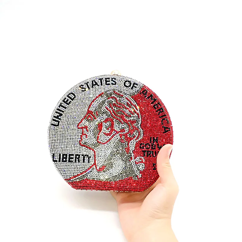 Роскошная сумка через плечо с блестящими кристаллами отделением для монет