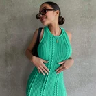 Новинка лета 2021, модное Повседневное трикотажное платье без рукавов с круглым вырезом, женское платье, летнее женское платье, траф, вечерние платья