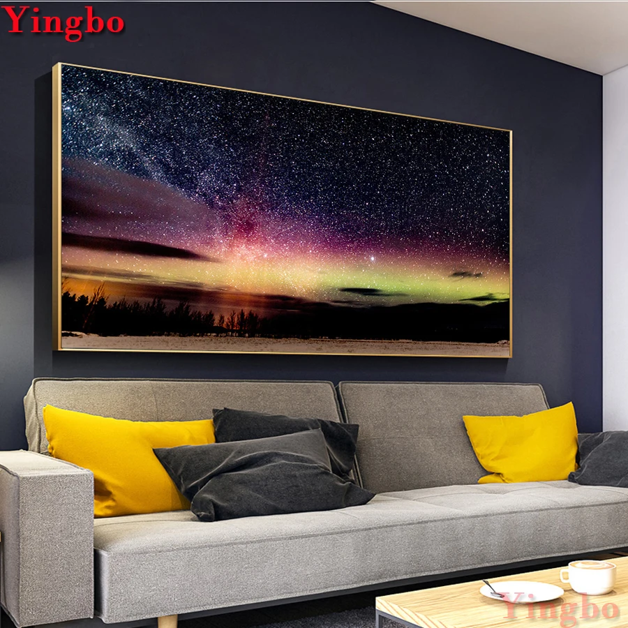 Большая Алмазная картина сделай сам звездное небо и Аврора Ландшафтная мозаика с