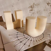 newest square ribbed u shaped stripe silicone candle mould pillar arch taper curl candle mold for candle diy art