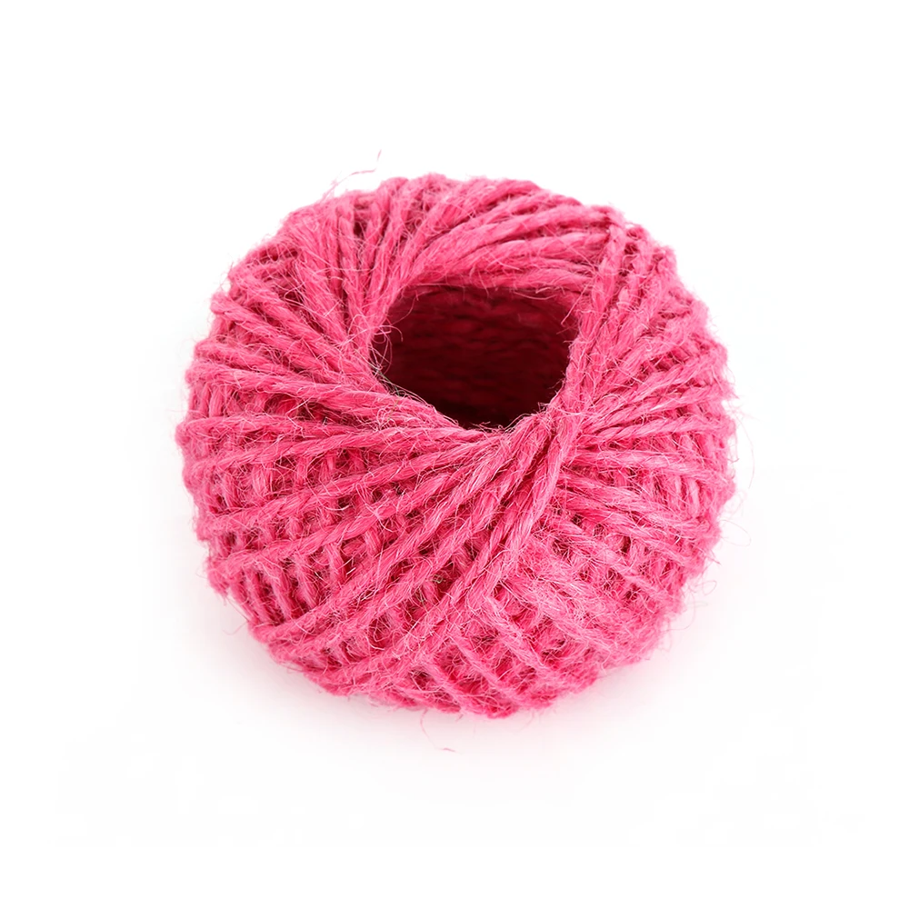 Rose red 30m 30/50/100 м натуральный в декорированном мешковиной горшке гессенской джутовый шнур-шпагат пеньковая веревка шнур подарочная упаковка строки Свадебная вечеринка DIY декоративный пеньковой веревкой - Цвет: Rose red 30m