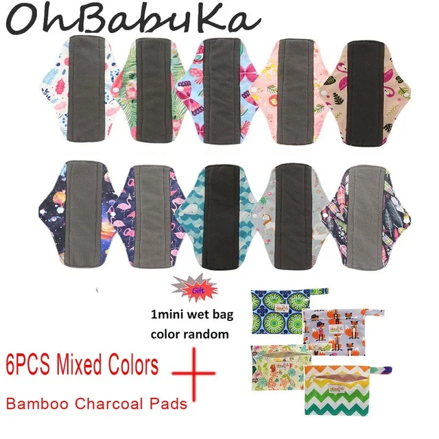 Mixed Colors 7 Пак моющийся санитарный прокладки Toallas Sanitaria тканевые прокладки многоразовые с принтом персонажа женские Higiene менструальные прокладки вкладыши - Цвет: Mixed Colors