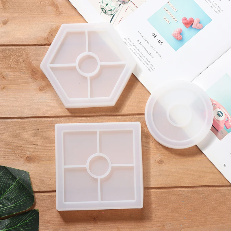 

3pcs/set Round Square Hex Shape Mould Silicone DIY Coaster Pad Epoxy Mold Crystal Glass Resin Gel Drop Craft Casting Mold