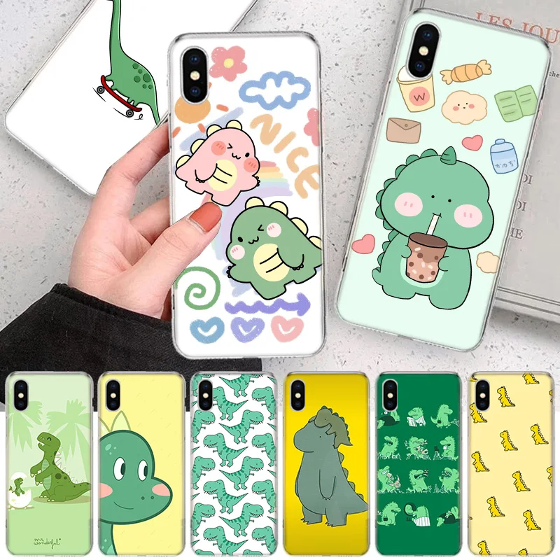 

Cute Cartoon Dinosaur Phone Case For iPhone 14 11 12 13 Pro Max Xr X Xs Mini 8 7 Plus 6 6S SE 5S Soft Fundas Coque Shell Cover