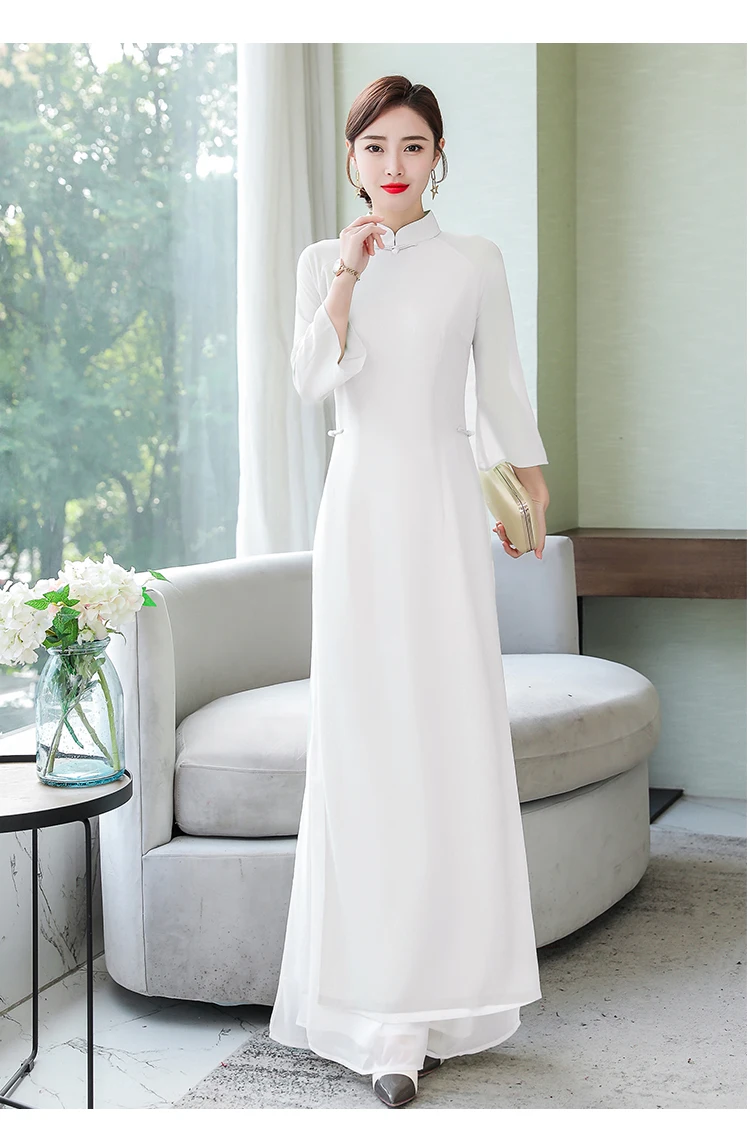 2020 вьетнамское китайское Ципао Aodai для женщин топ + pants-2pcs шт./комплект |