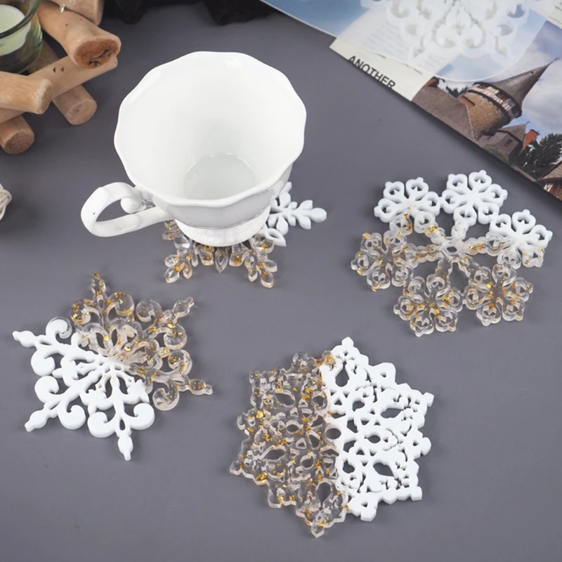 Nueva DIY epoxi de cristal molde de la serie de Navidad tres-en-uno de copo de nieve colgante DIY manualidades molde de silicona