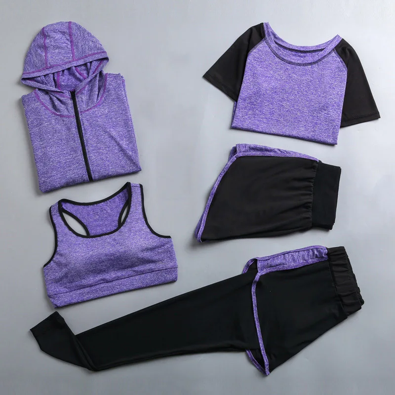 Комплект спортивной одежды из 5 предметов для женщин спортивный бюстгальтер и