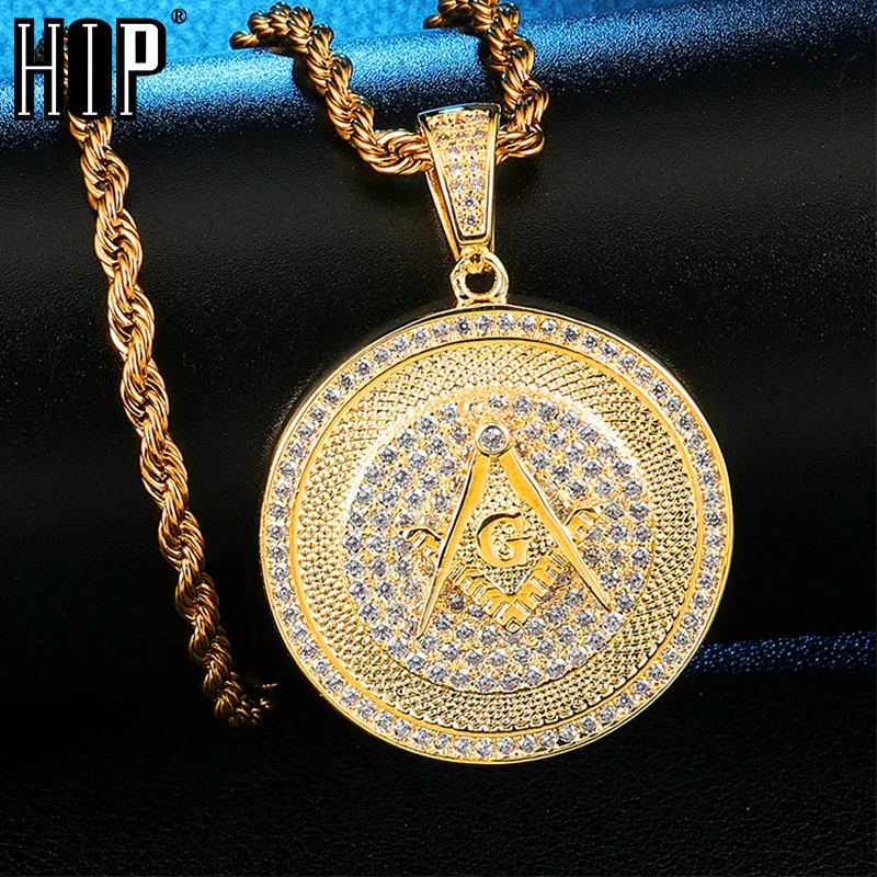 Хип-хоп Bling Iced Out AAA CZ камень проложенные Стразы масонские циркониевые подвески и