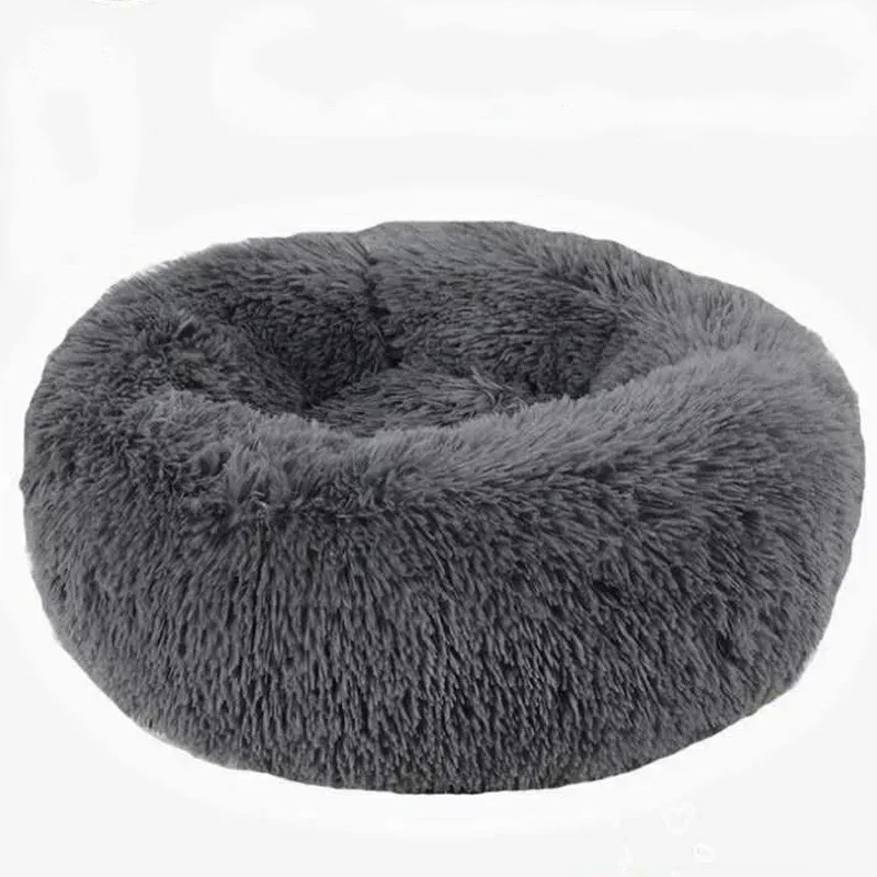 Dark grey Собаки Лежанка для котов зимняя теплая Лежанка круглая плюшевая Кровать Дом длинные волосы круглый pv пуховая собака/дом кролика 7 цветов, дом для домашних животных - Цвет: Dark grey