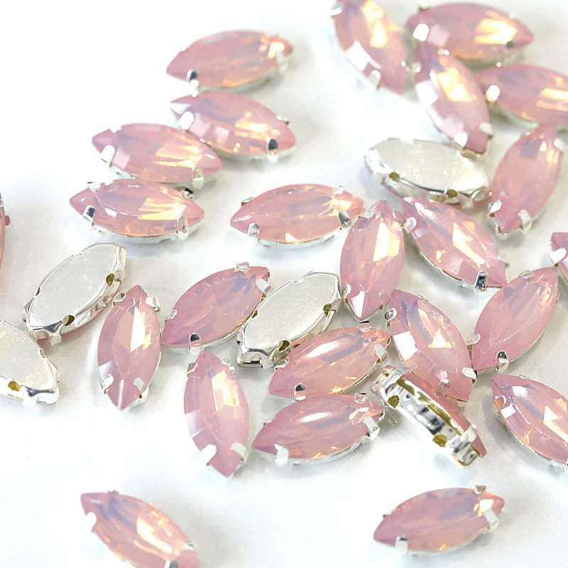 Стразы из смолы конский глаз с золотыми когтями 7x15 мм 20 шт. опаловым покрытием для