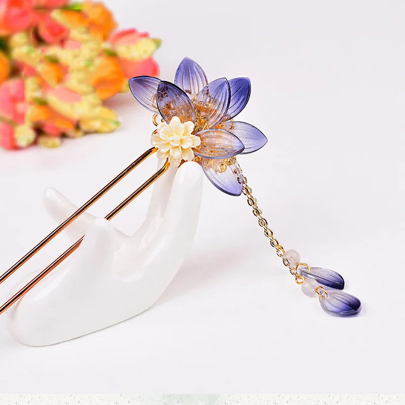 Китайский винтажный цветок Кисточки Шпилька Свадебные аксессуары для волос