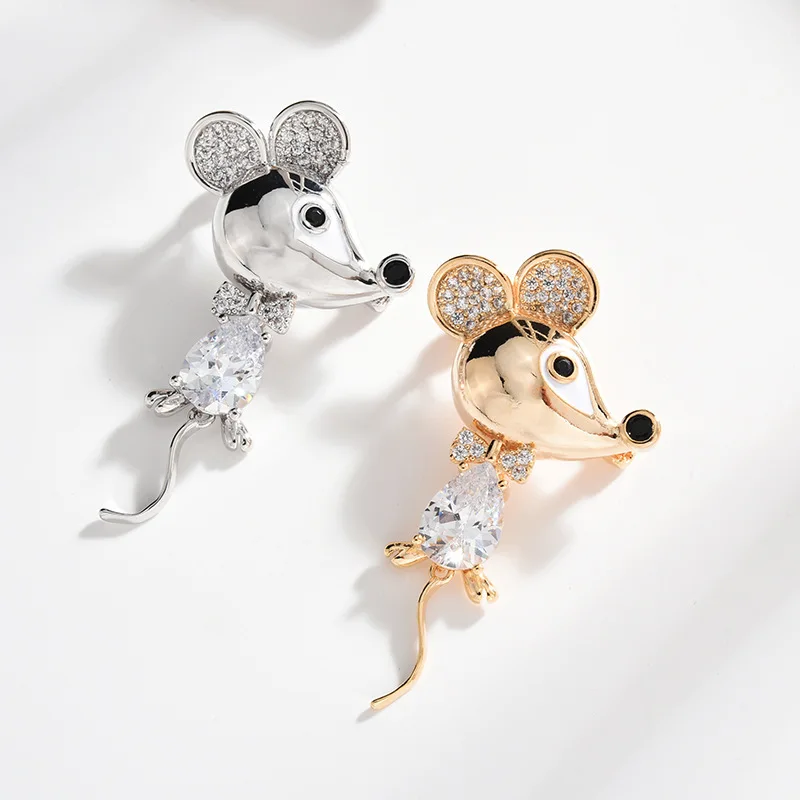 Корейская версия высококачественной броши в виде животных Золотая брошь мыши