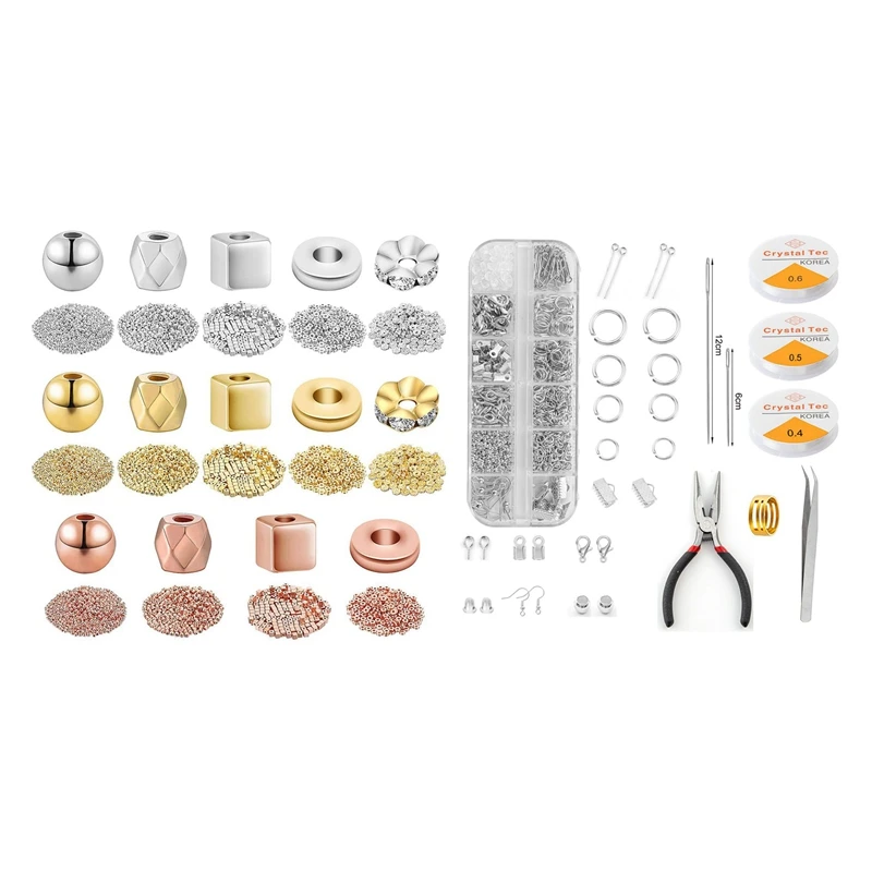 

4100Pcs Assorted Spacer Beads,3 Colors and 5 Styles with Jewelry Making Supplies, Jewelry Repair Kit Jewelry Fixing Kit