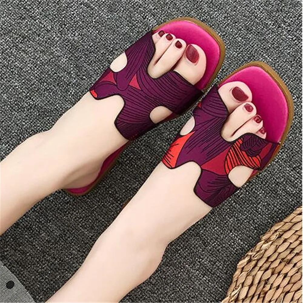 

Summer Color Ribbon Bow Flat Heel Slippers Female Fashion New Style All-Match Floral Flip-Flop Women's Shoes Mixed Colors 35-41