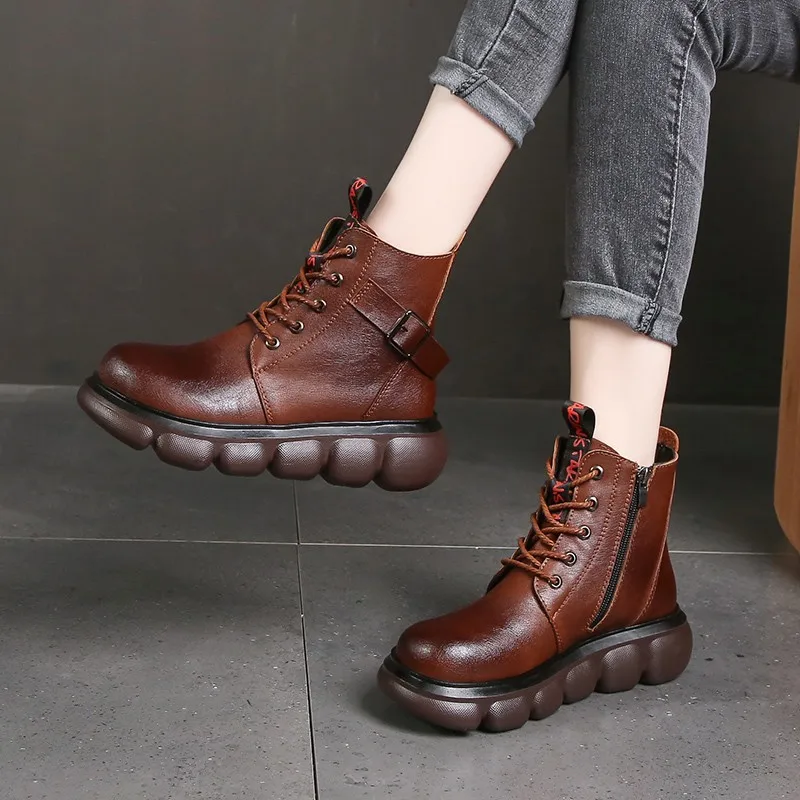 

Short Tube Thick-soled Martin Boots Women's Autumn and Winter 2021 New British Style Retro Thin Sponge Cake with Women's Boots