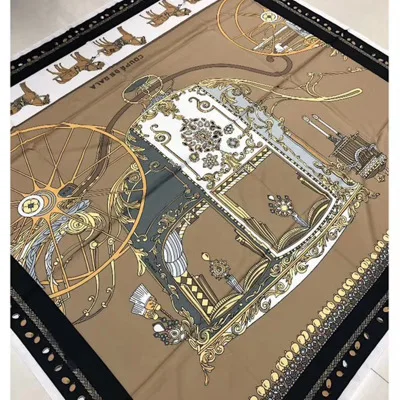 

130*130cm New Silk Scarf Women's Carriage Printed Kerchief Twill Weave Silk Shawl