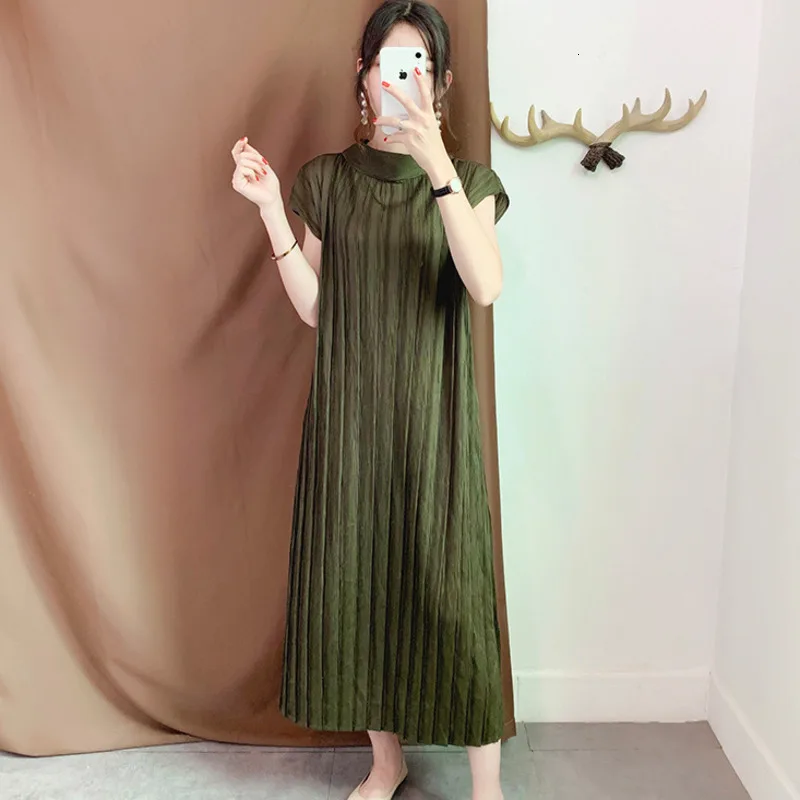LANMREM 2020 Новая Осенняя плиссированная винтажная Женская одежда с круглым вырезом