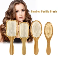 natural bamboo paddle massage brush hair care wooden hair brush massage scalp hairdressing styling comb bamboo paddle brush
