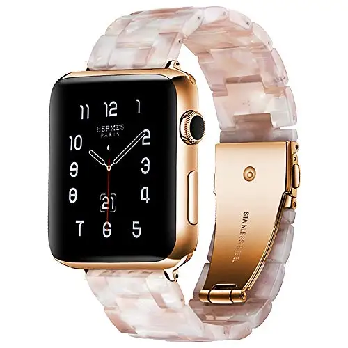 pink bloom Ремешок из смолы для Apple watch 44 мм 40 мм iwatch 42 мм 38 мм Пряжка из нержавеющей стали ремешок для часов Браслет Apple watch 5 4 3 21 - Цвет ремешка: pink bloom