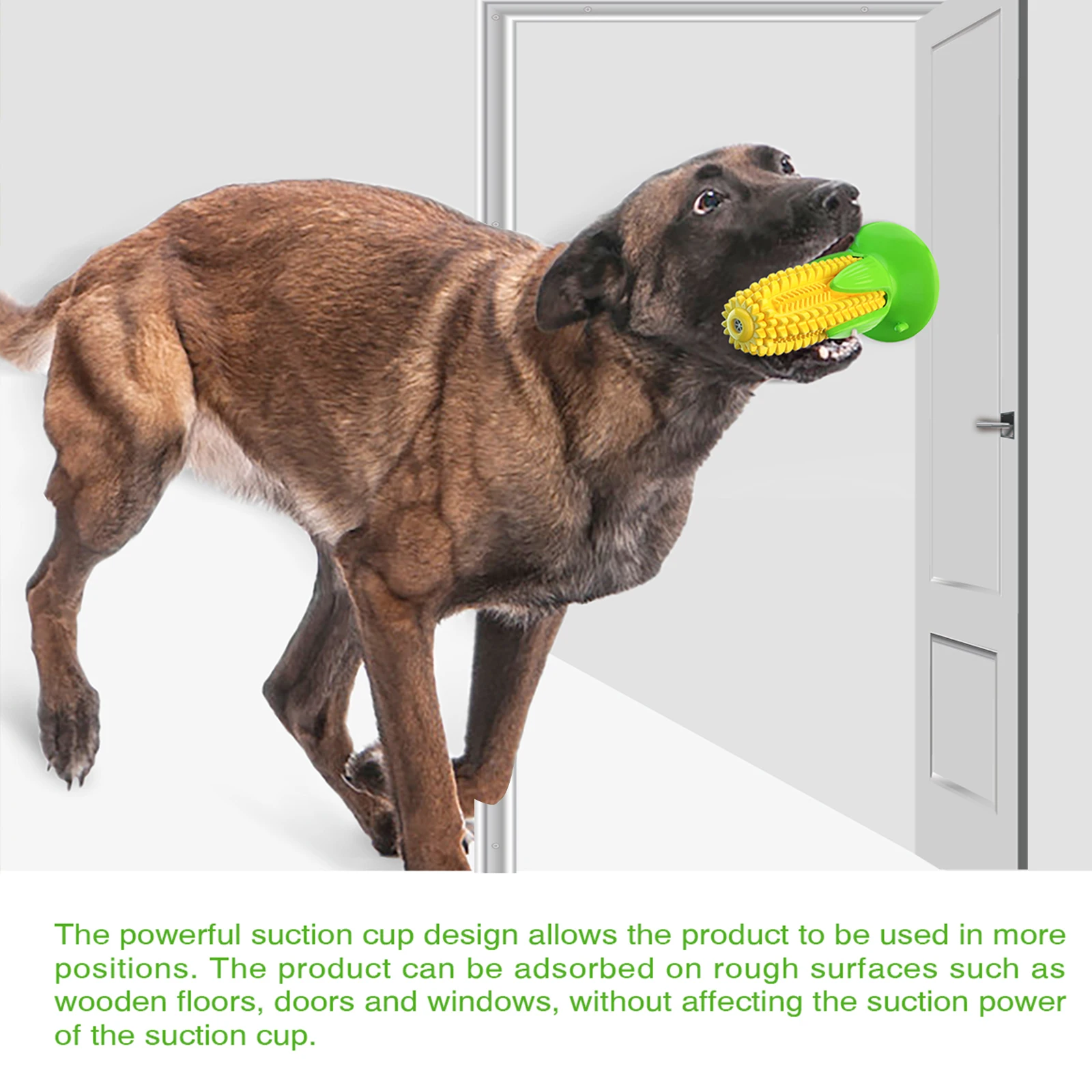 Durable Pet Dog Chew Toys Rubber Corn Play Aggressive Chewers Tooth Cleaning With Big Suction Interactive Toy | Дом и сад