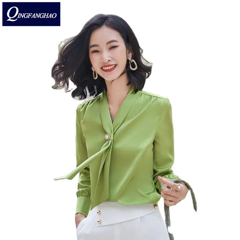 

Korean style long-sleeved shirt women OL Fashion temperament Slim Top blouses ky696