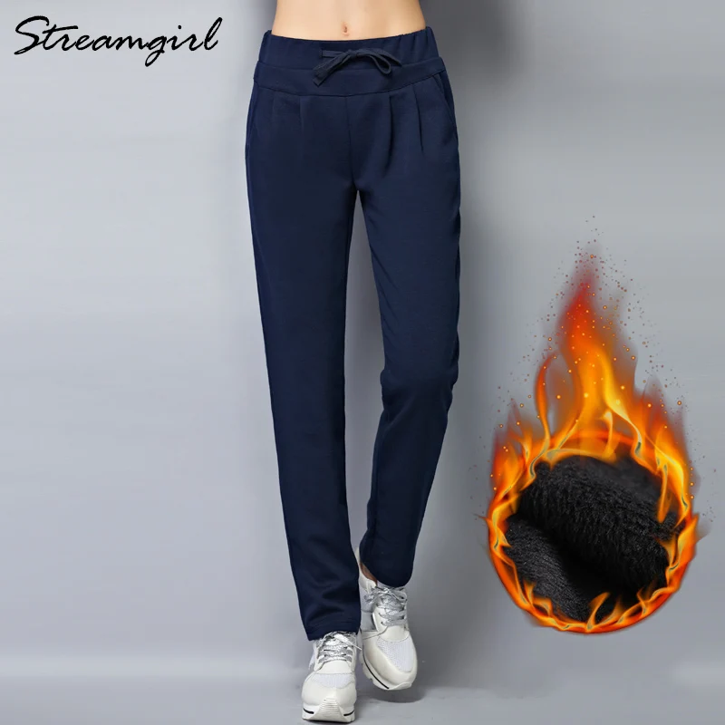 Velvet Dark Blue Зимние штаны из флиса для женщин, теплые женские спортивные брюки, синие,, большие размеры, штаны для дам, шаровары, зимние - Цвет: Velvet Dark Blue