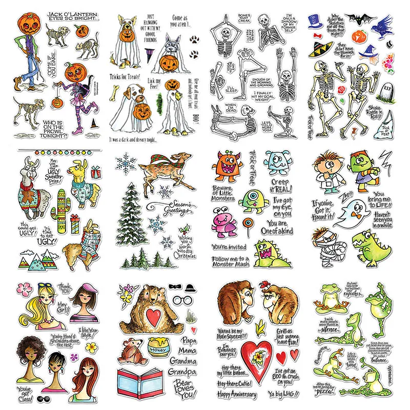 Хэллоуин Тыква череп и милые животные прозрачные марки для скрапбукинга бумага