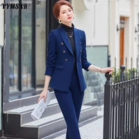 ladies professional suit pants 2 piece set 2022 new winter slim long sleeve ladies jacket elegant high waist pants high quality