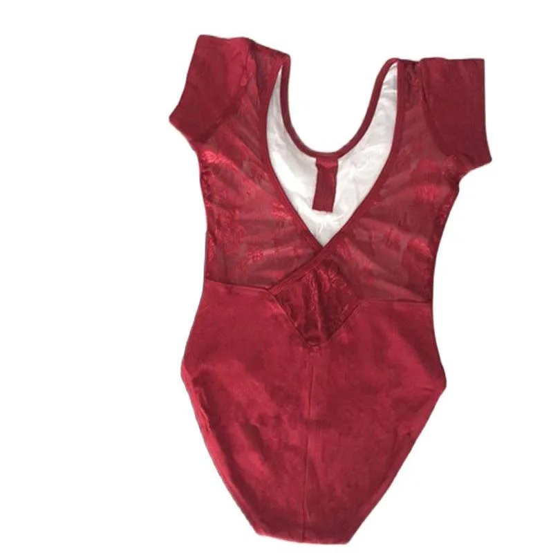

Ballet Leotard For Women Cotton Short Sleeve Lace Ballet Dancing Costume Professional Adult Gymnastics Leotards