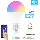 Умная лампочка E27 B22 с регулировкой яркости, СВЕТОДИОДНЫЙ цветной умный светильник ильник с Wi-Fi, 15 Вт, RGB + CCT, с голосовым управлением, работает с Alexa Google Home