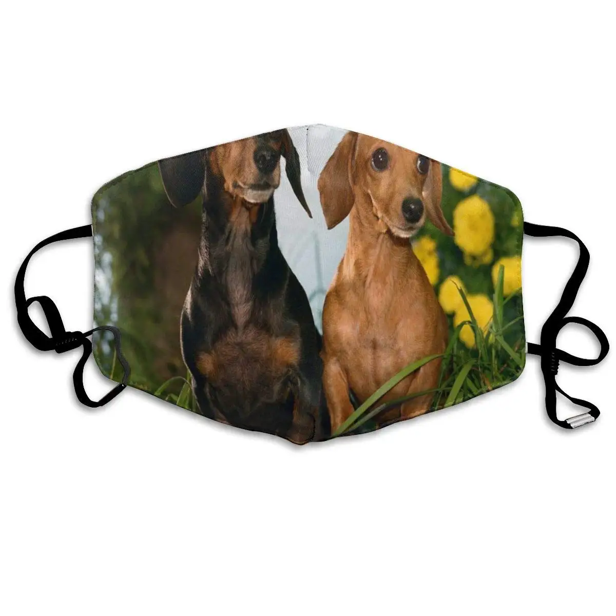 

Dustproof Washable Reusable Cute Dachshund Dogs In Flowers Mouth Cover Mask Protective Warm Windproof Mask