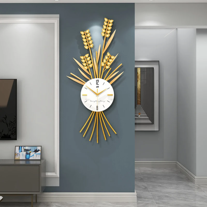 

Luxury Clock Creative Nordic Restaurant Study Art Home Decor Wheat Ears Modern Design Wall Clock