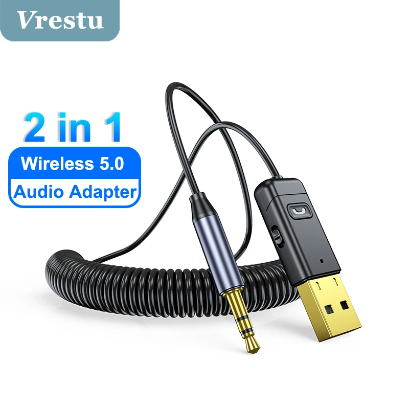 

USB Wireless Audio Adapter 2 in 1 Receiver Transmitter Dongle USB 3.5mm Jack HiFi Music Mic Handsfree for Car Speaker Headphone