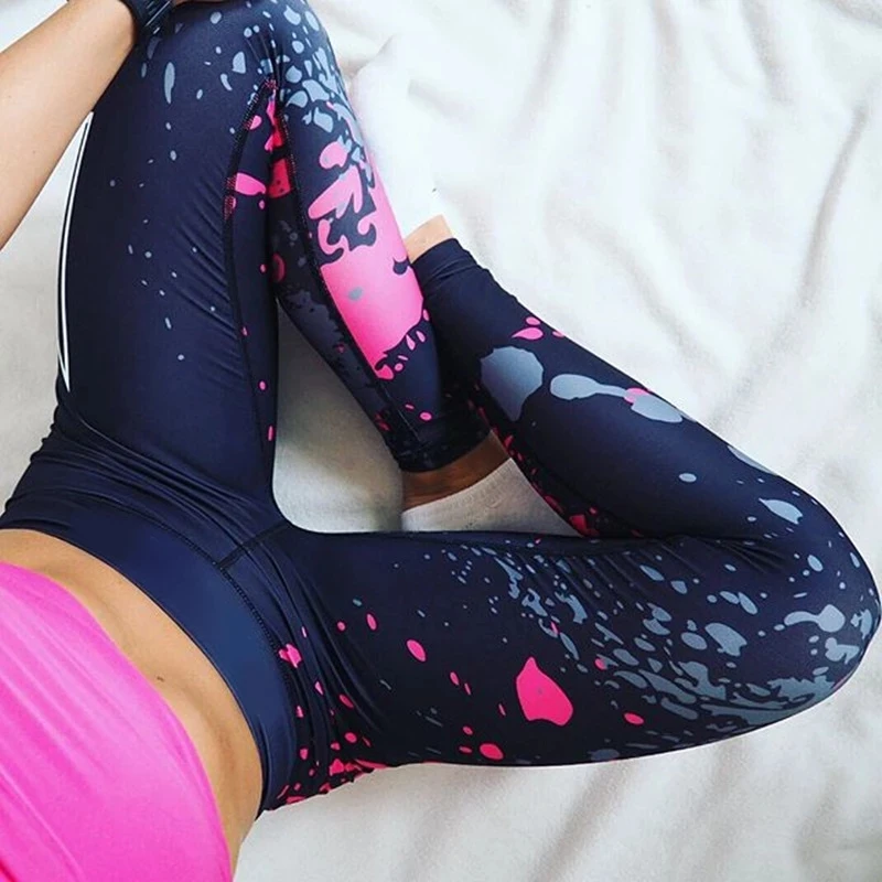 

Fashion Floral Printed Pants Women Sexy Elastic Band Athletic Gym Leggings Ladies Bandage Tight Sports Running Yoga Pant Workout