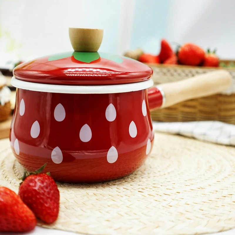 1.5L кастрюли для супа и мясного бульона Япония эмаль клубничное молоко горшок