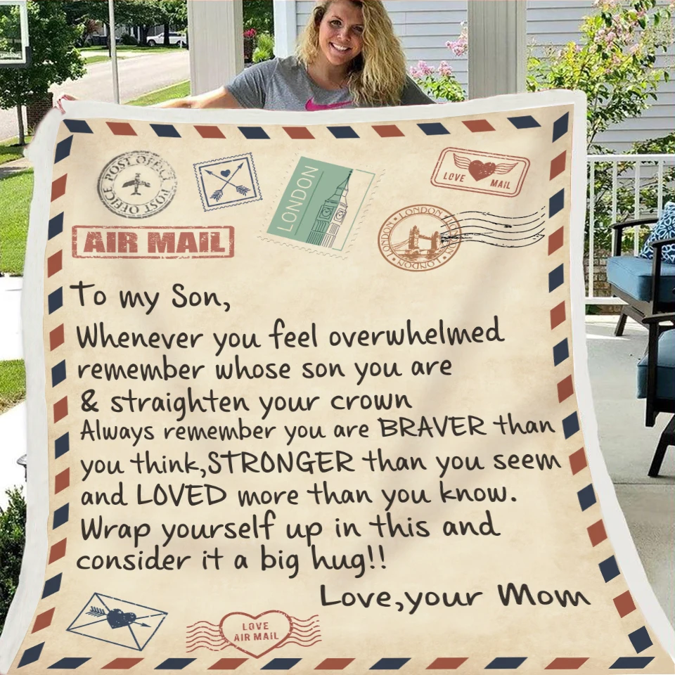 

To My Daughter Wife Son Dad Letter Blanket Sherpa Fleece Warm Soft Bed Couch Nap Throw Blanket Home Decor Blankets