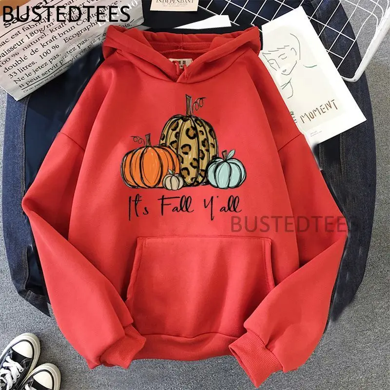 

It's Fall Y'All Pumpkin Hoodies Ulzzang Casual Women Clothing Korean Style Hip Hop Hoodies Aesthetic Harajuku Sweatshirts Tops